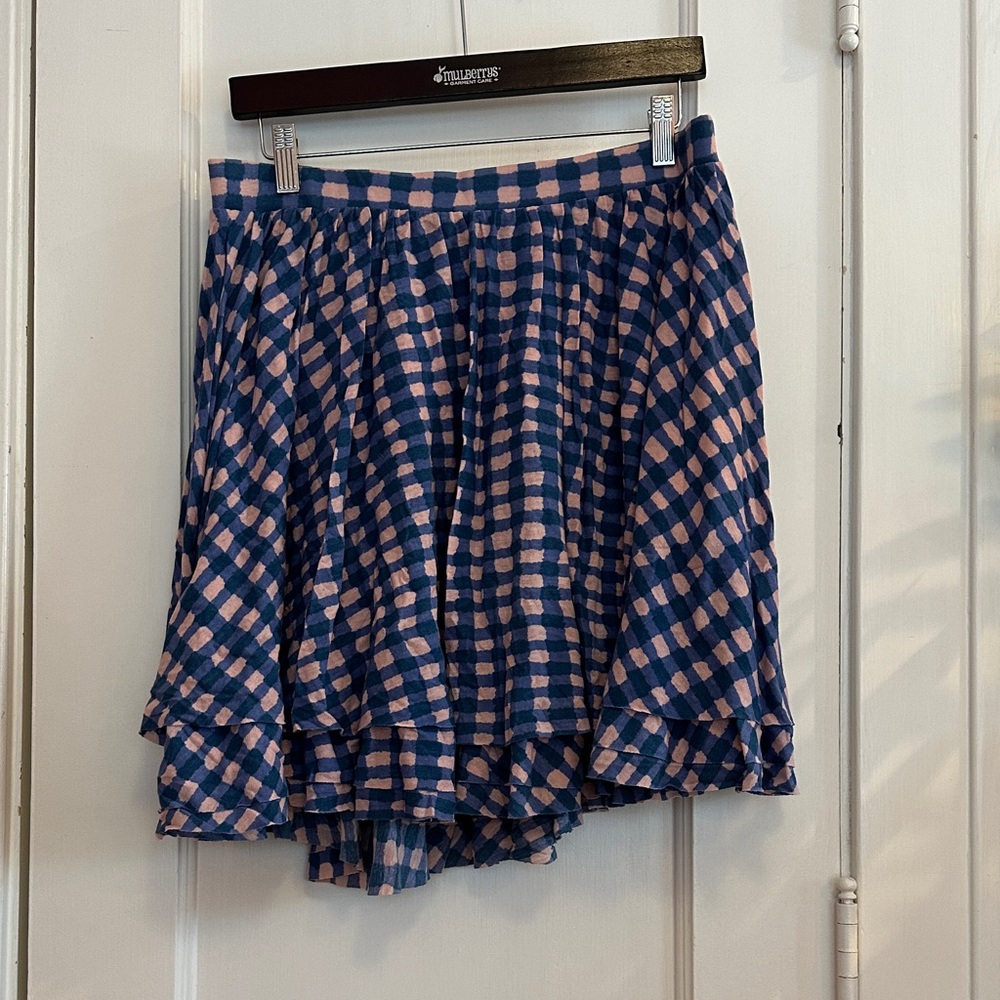 Marc Jacobs Blue and Pink Checkered Flouncy Skirt szM